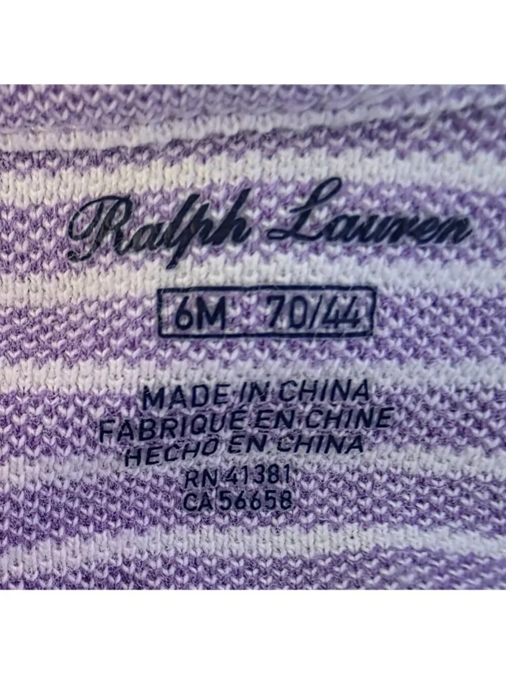 Ralph Lauren Baby 6M Dress Bottoms Striped Chambray Purple White Pony Logo